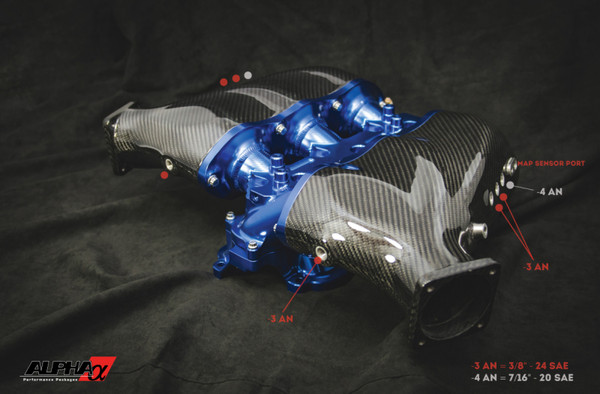 AMS Performance Nissan GT-R Alpha Carbon Fiber/Billet Intake Manifold w/Secondary Fuel Rail - Blue - ALP.07.08.0101-23