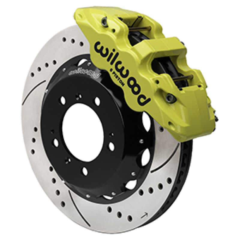 Wilwood 99-12 Porsche 911 (996/997) Aero6 Front Brake Kit Drill/Slot 14.00in Rotor W/Lines - Ylw - 140-17100-DY