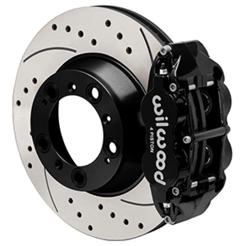 Wilwood 99-12 Porsche 911 (996/997) Superlite 4R Rear Brake Kit Drilled 14.00in Rotor w/Lines - Blk - 140-17101-D