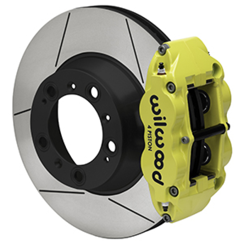 Wilwood 99-12 Porsche 911(996/997) Superlite 4R Rear Brake Kit Slotted 14.00in Rotor W/Lines - Ylw - 140-17101-Y