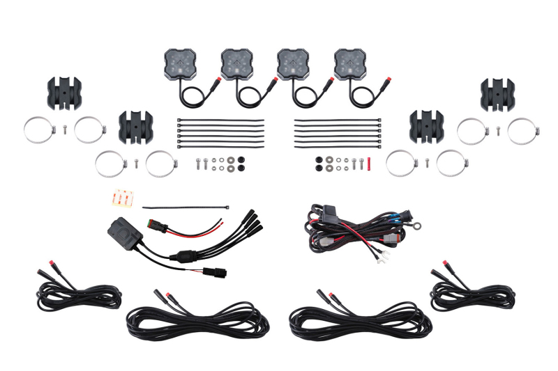 Diode Dynamics Stage Series SXS Rock Light Installer Kit, RGBW M8 w/Controller (4-pack) - DD7751C