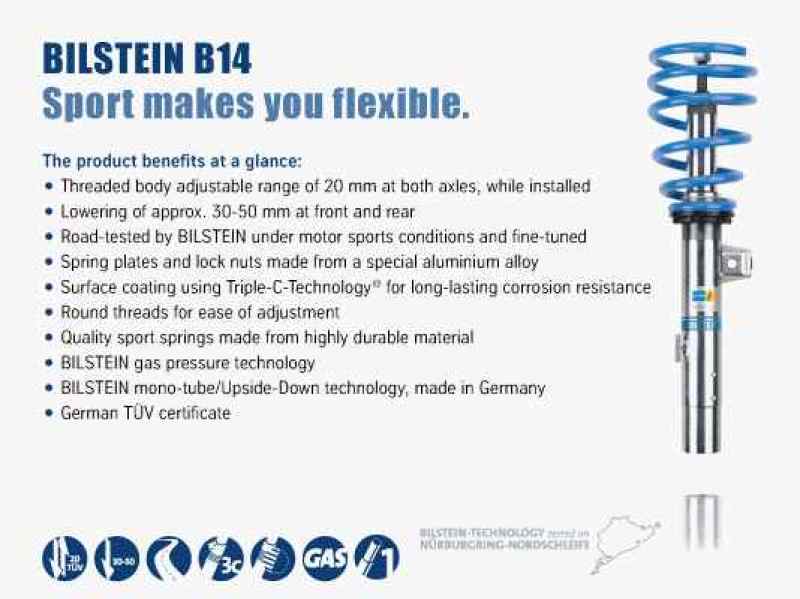 Bilstein B14 2008 Volkswagen GTI Base Front and Rear Suspension Kit - 47-127708