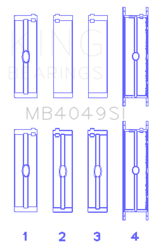 King Engine Bearings Opel C25Xa/X25Xa (Size +0.25mm) Main Bearing Set - MB4049SI0.25