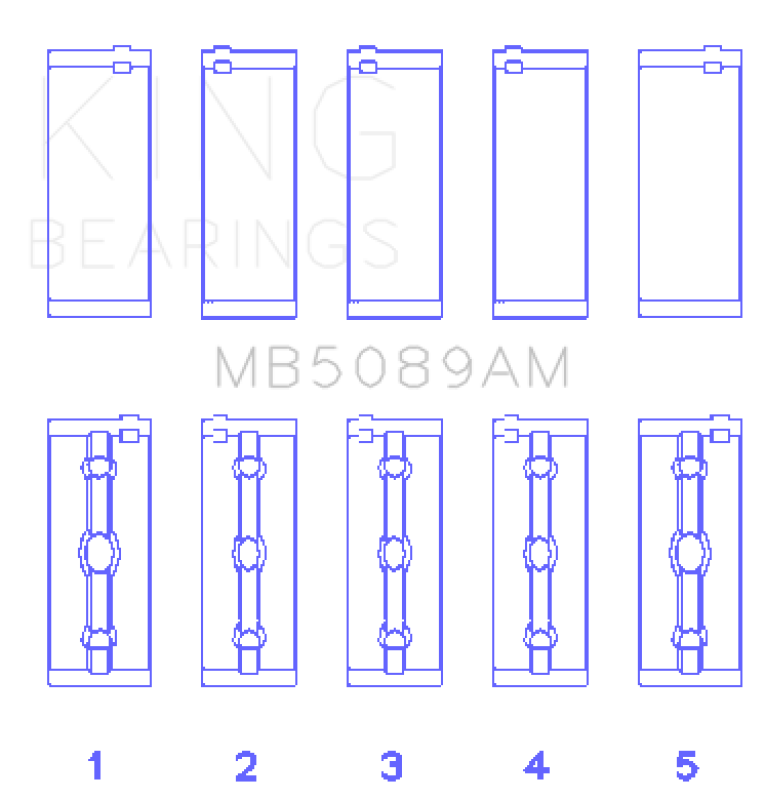 King Engine Bearings Toyota 1Rz (Size +0.25mm) Main Bearing Set - MB5089AM0.25