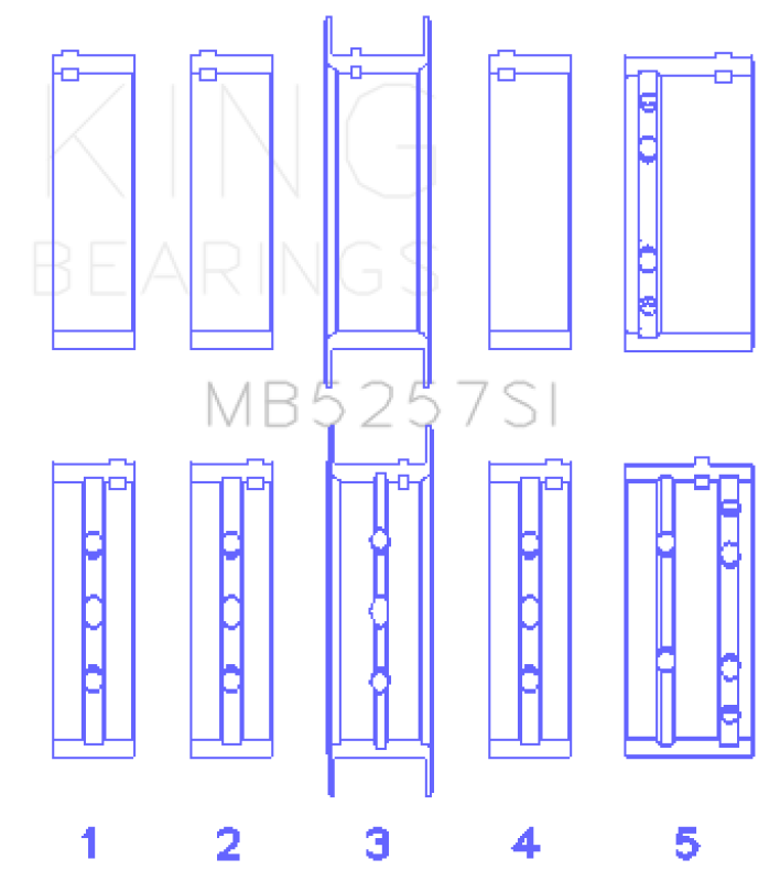 King Engine Bearings General Motors 379/V8 Ohv (Size +1.0mm) Main Bearing Set - MB5257SI1.0