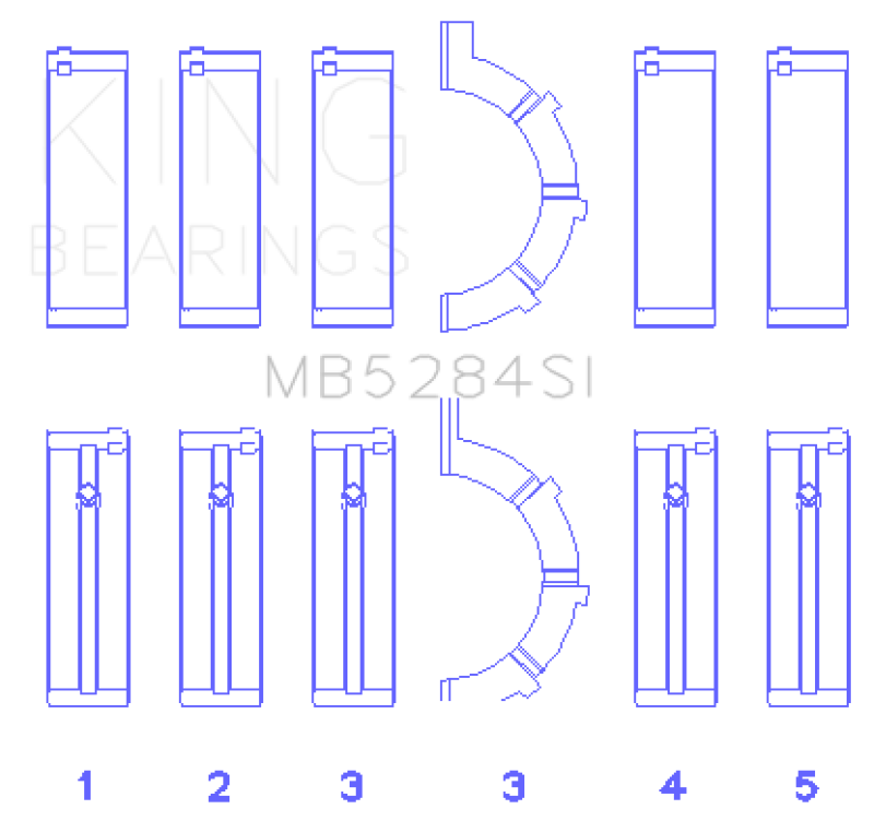 King Engine Bearings Chrysler/Jeep 287Ci 4.7L (Size +0.75mm) Main Bearing Set - MB5284SI0.75