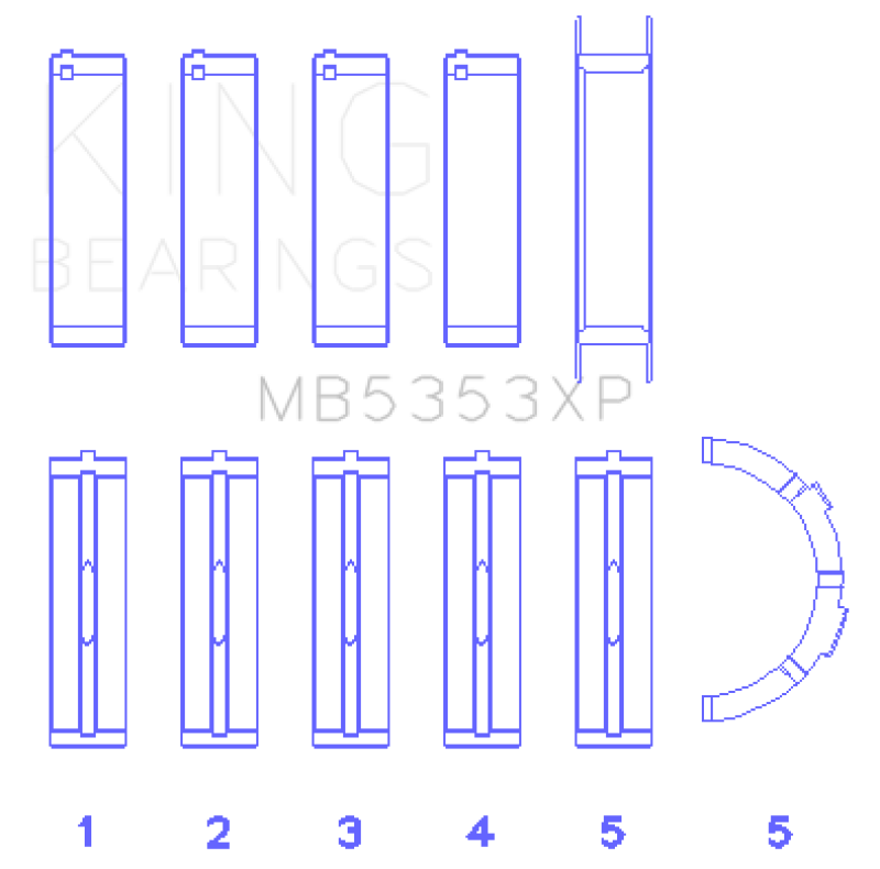 King Engine Bearings Ford 281 4.6L Sohc 16V (Size +0.25mm) Main Bearing Set - MB5353XP0.25