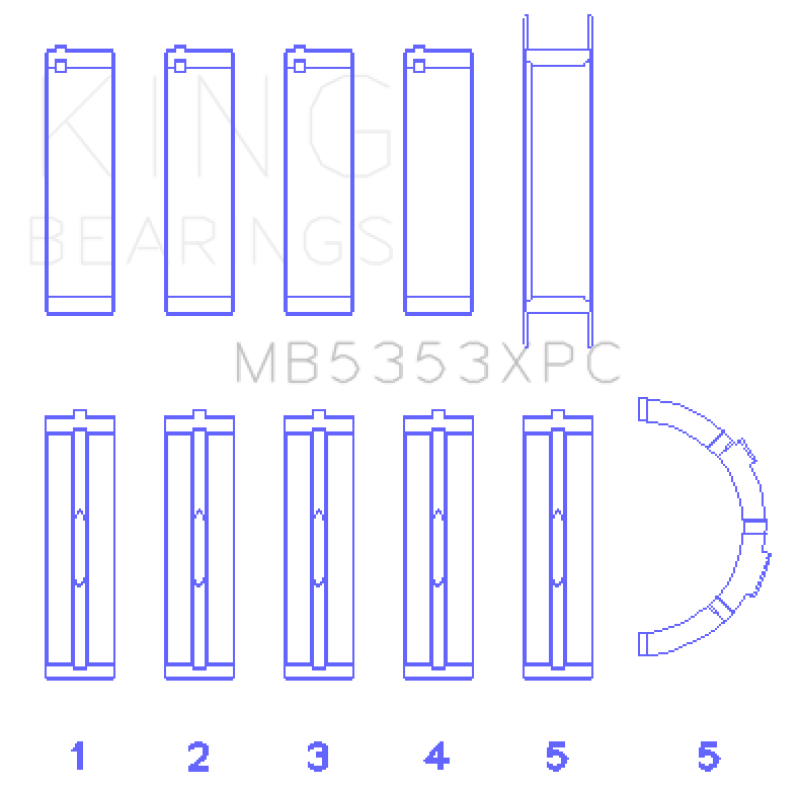 King Engine Bearings Ford 281 4.6L Sohc 16V (Size STDX) Main Bearing Set - MB5353XPCSTDX