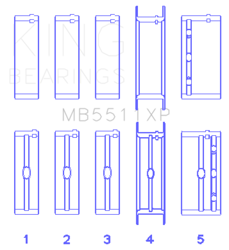 King Engine Bearings General Motors 326/350/389/400 (Size STDX) Main Bearing Set - MB5511XPSTDX