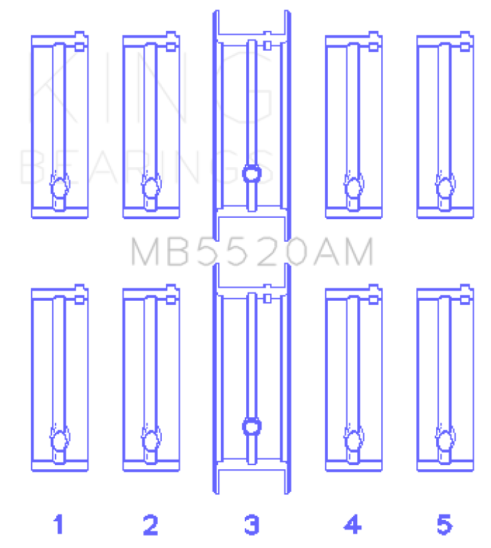 King Engine Bearings Opel C20Xe/X18Xe/X22Xe (Size +0.50mm) Main Bearing Set - MB5520AM0.5