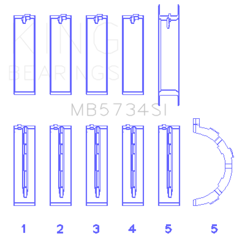 King Engine Bearings Ford 302 Cid Coyote (Size +0.25mm) Main Bearing Set - MB5734SI0.25
