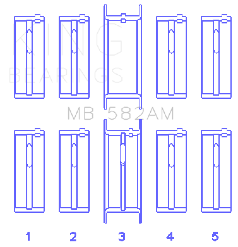 King Engine Bearings Ford 2.0/2.3L 8V (Size +0.50mm) Main Bearing Set - MB582AM0.5