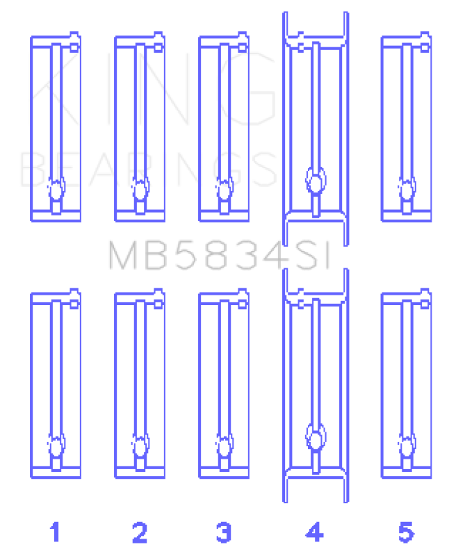 King Engine Bearings ChevrolET 121Ci/Ln2 134Ci Housing Bore +.002 (Size +0.75mm) Main Bearing Set - MB5834SI0.75