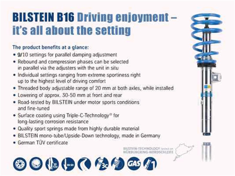 Bilstein B16 (PSS10) 13-15 BMW 320i/13-14 328i/335i /14-15 428i/435i Front & Rear Perf Susp System - 48-229012