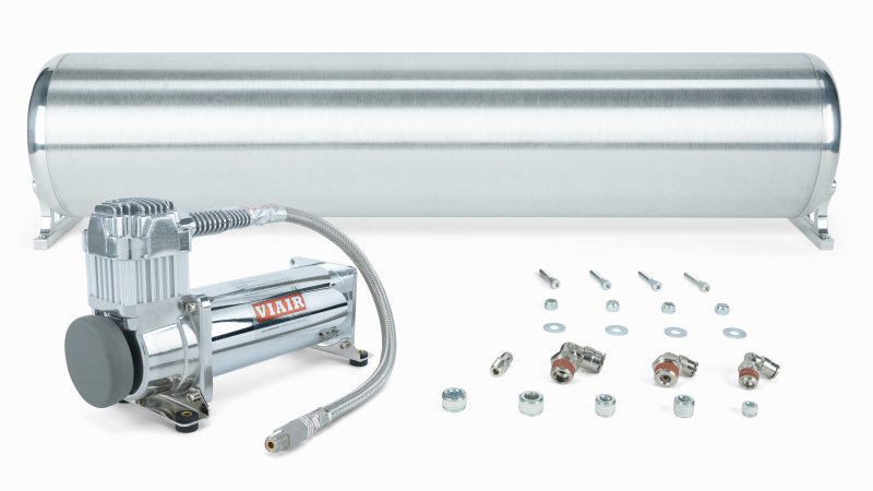 Air Lift 28in FLO Tank w/ Viair 444c Compressor (Incl. Fittings & Tank Mounting Hardware) - 27764