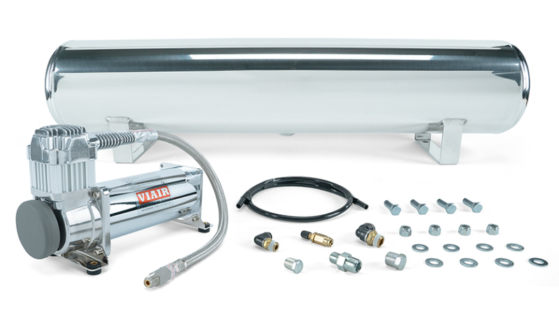 Air Lift 4 Gal. Polished Tank w/ Viair 444c Chrome Compressor (Incl. Fittings & Mounting Hardware) - 27802