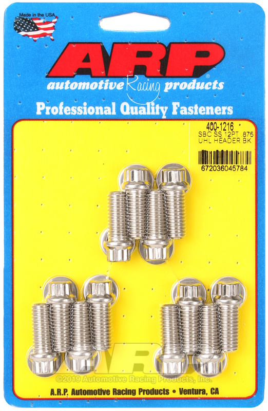 ARP Chevrolet Small Block SS 12pt .875in UHL Header Bolt Kit - Polished - 400-1216