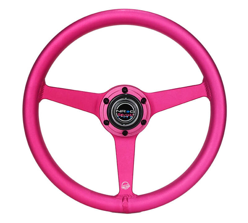 NRG Aluminum Steering Wheel 330mm - Heritage Solid Spoke - Ergonomic Grip - Anadized Pink - RST-071-PK