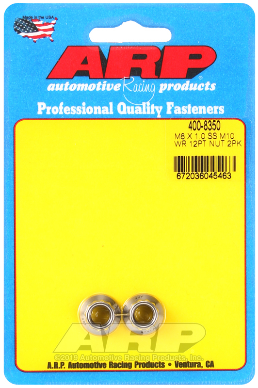 ARP M8 x 1.00 (M10 wr) SS 12pt Nut Kit - 2 Pack - 400-8350