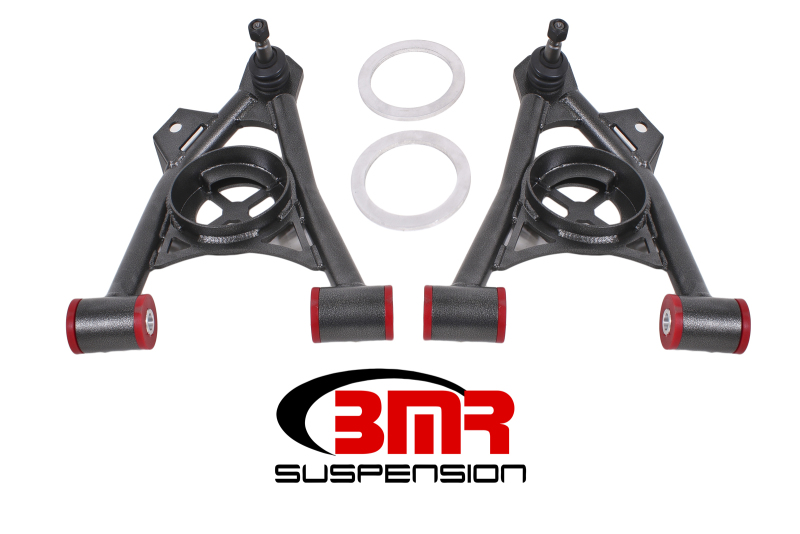 BMR 94-04 Mustang Lower Non-Adj. A-Arms (Poly) w/ Tall Ball Joint / Spring Pocket - Black Hammertone - AA043H