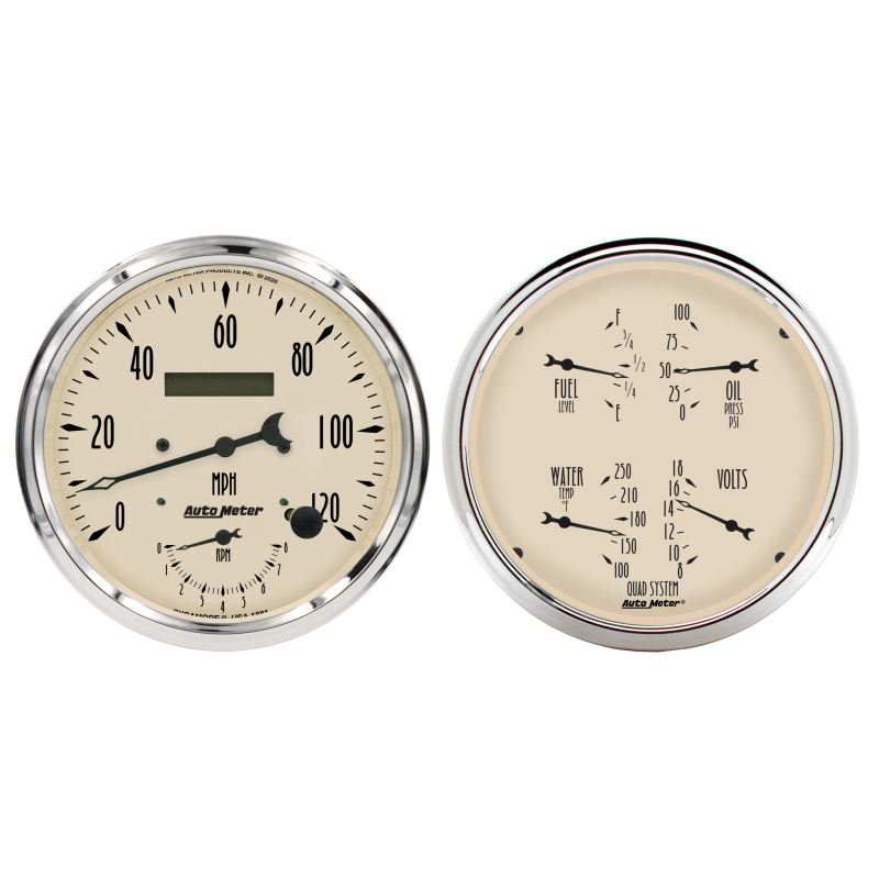 Autometer Antique Beige Quad & Tach/Speedo 5in. - 2 Pc. - 1852
