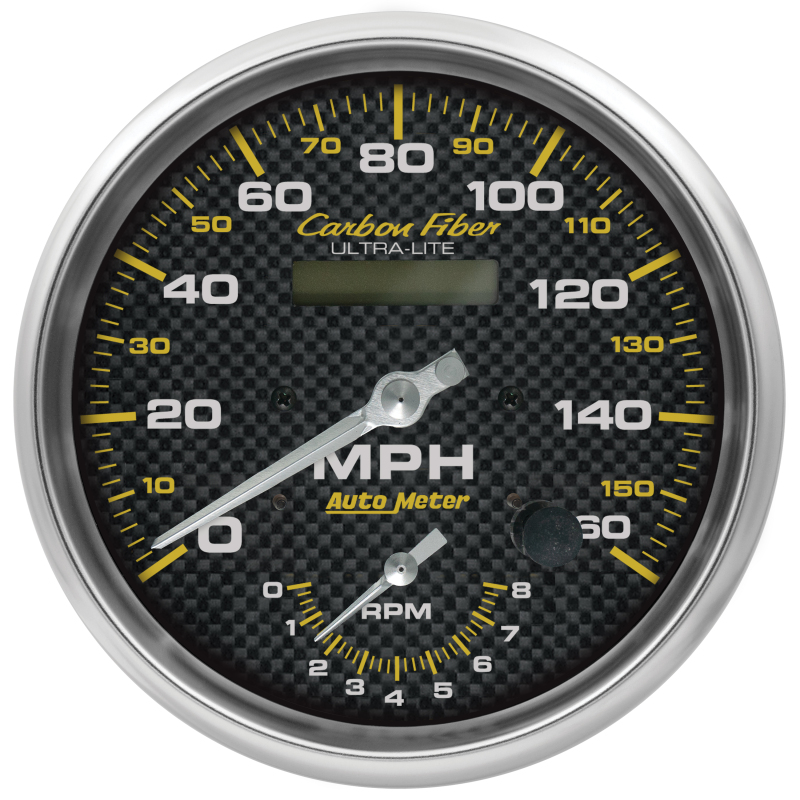 AutoMeter 160mph & 8k RPM Electirc Program 5in. Carbon Fiber Gauge Tach/Speedo - 4878