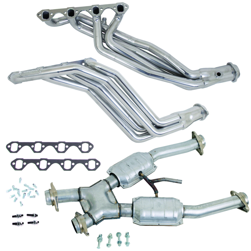 BBK 94-95 Ford Mustang 5.0L 1-5/8 Long Tube Headers w/High Flow Catted X-Pipe (Silver Ceramic) - 15193