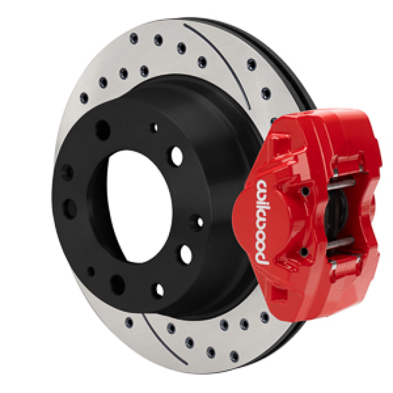 Wilwood 84-89 Porsche 911 D31 11.42in. Rear Brake Kit w/ Flex Lines - Drilled Rotors (Red) - 140-17656-DR