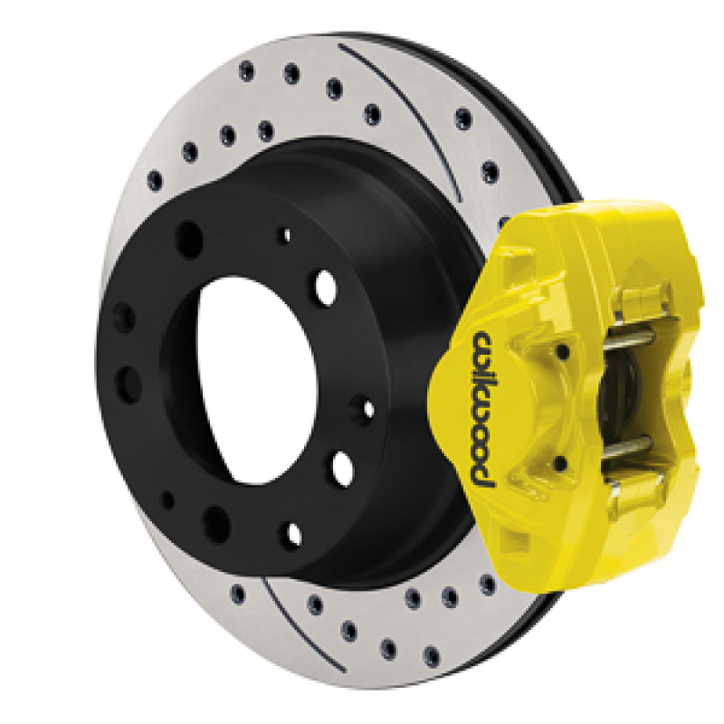 Wilwood 84-89 Porsche 911 D31 11.42in. Rear Brake Kit w/ Flex Lines - Drilled Rotors (Yellow) - 140-17656-DY