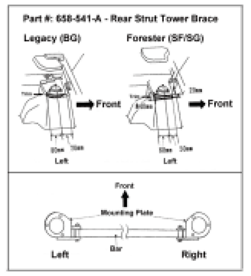 Cusco Strut Bar Type-AS Rear 20mm Round Subaru Forester SF/SG (Rear Panel Trimming Requried) - 658 511 A