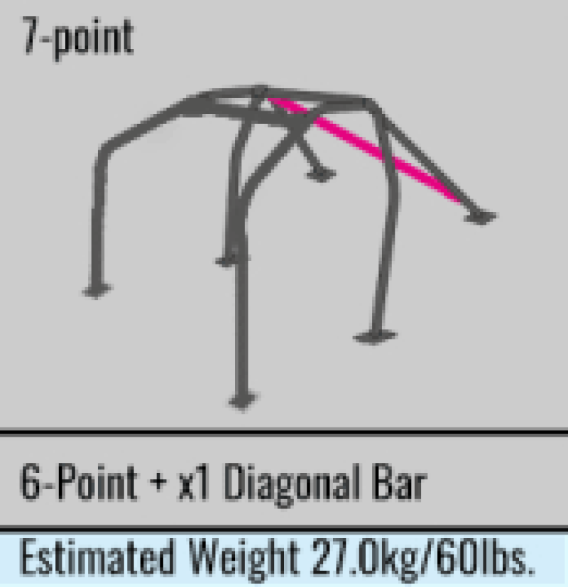 Cusco SFTY21 2-Passenger 7-Point BLK DASH-THROUGH Roll Cage Subaru WRX GDB 01-07 - 666 290 F20
