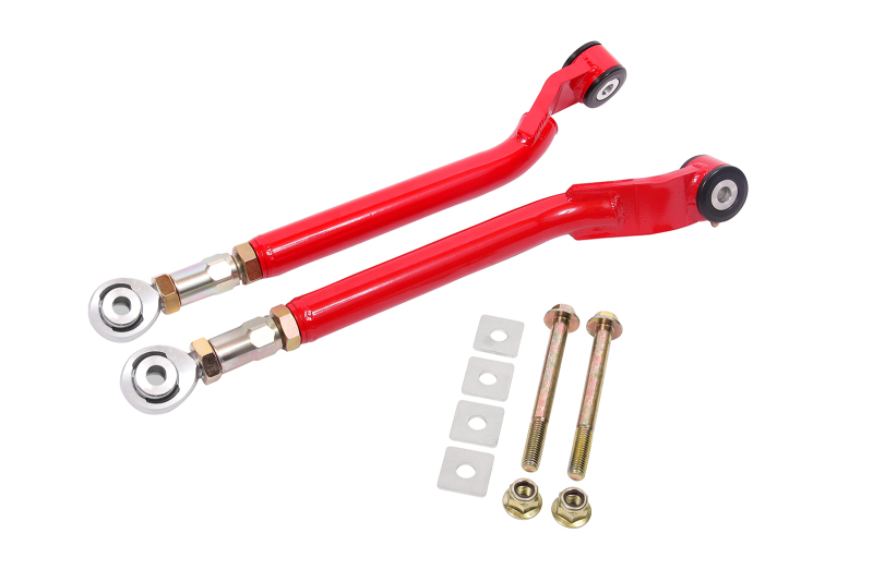 BMR 08-17 Challenger Rear On-Car Adj. Toe Rods Delrin/Rod End Combo - Red - TR110R