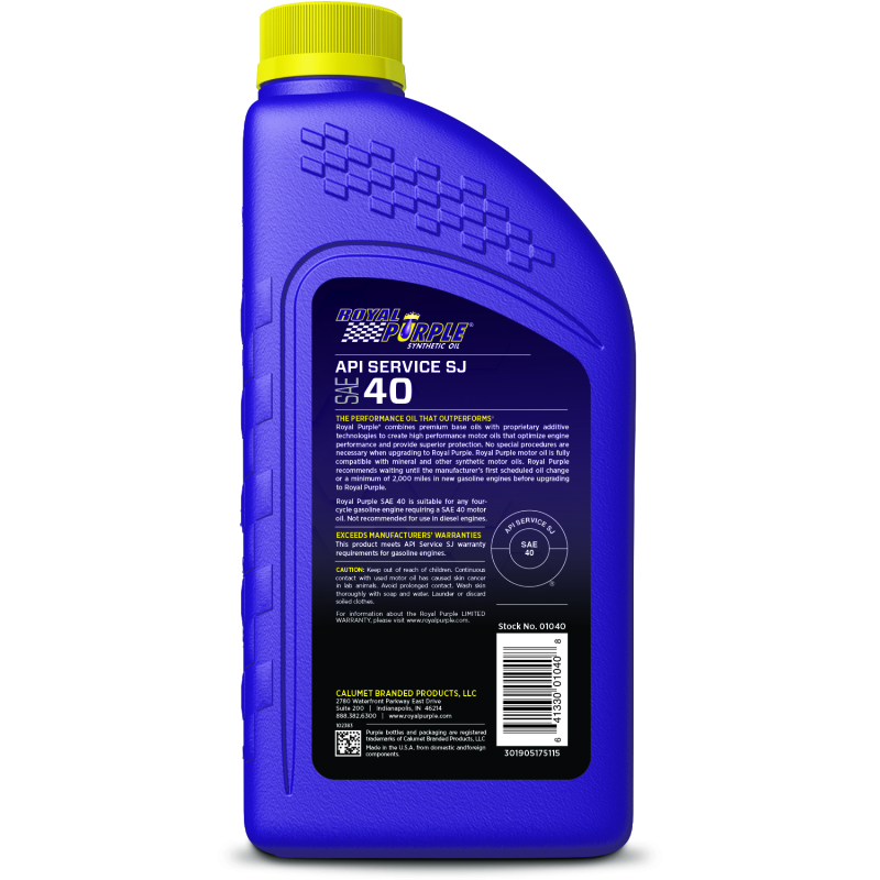 Royal Purple Premium Synthetic High Performance Straight-Grade SAE 40 Motor Oil - 1 Quart - 06040