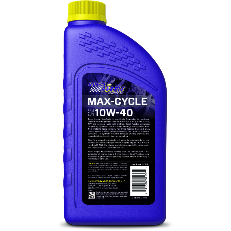 Royal Purple Max-Cycle Synthetic 10W-40 Motorcycle Oil - 1 Quart - 06315