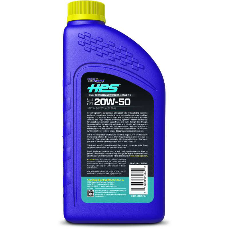 Royal Purple HPS Synthetic High Performance Street 20W-50 Motor Oil - 1 Quart - 36250