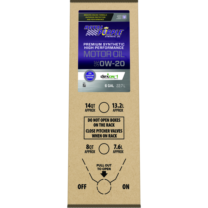 Royal Purple Premium Synthetic High Performance Multi-Grade 0W-20 Motor Oil - 6 Gallon Bag-In-Box - 60020
