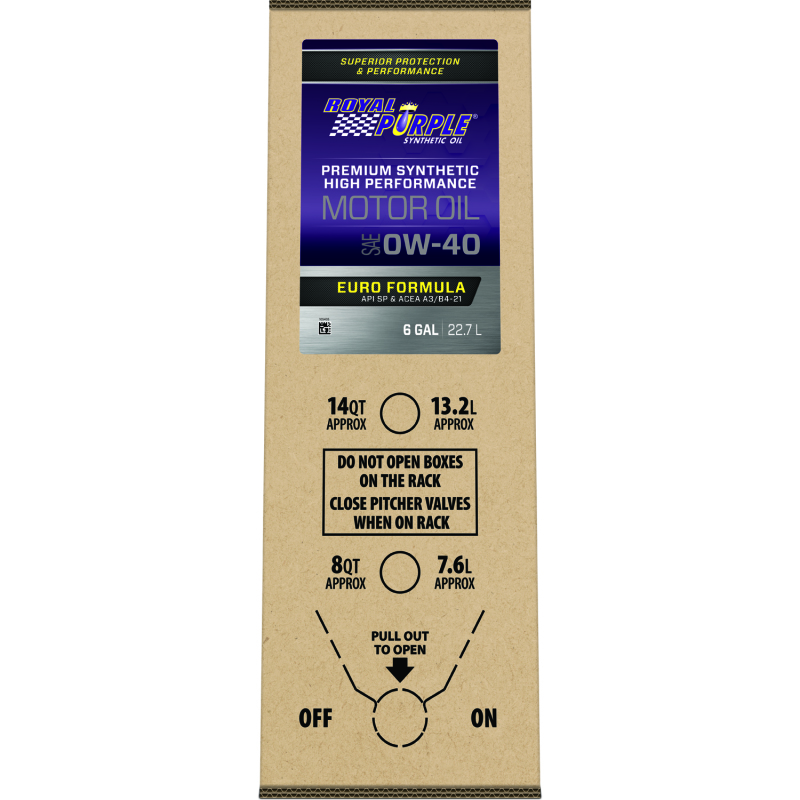 Royal Purple Premium Synthetic High Performance Euro Formula 0W-40 Motor Oil - 6 Gallon Bag-In-Box - 60040