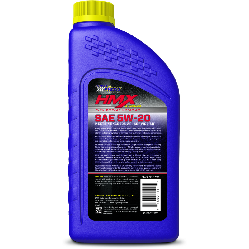 Royal Purple HMX Premium Synthetic High Mileage 5W-20 Motor Oil - 1 Quart - 67511