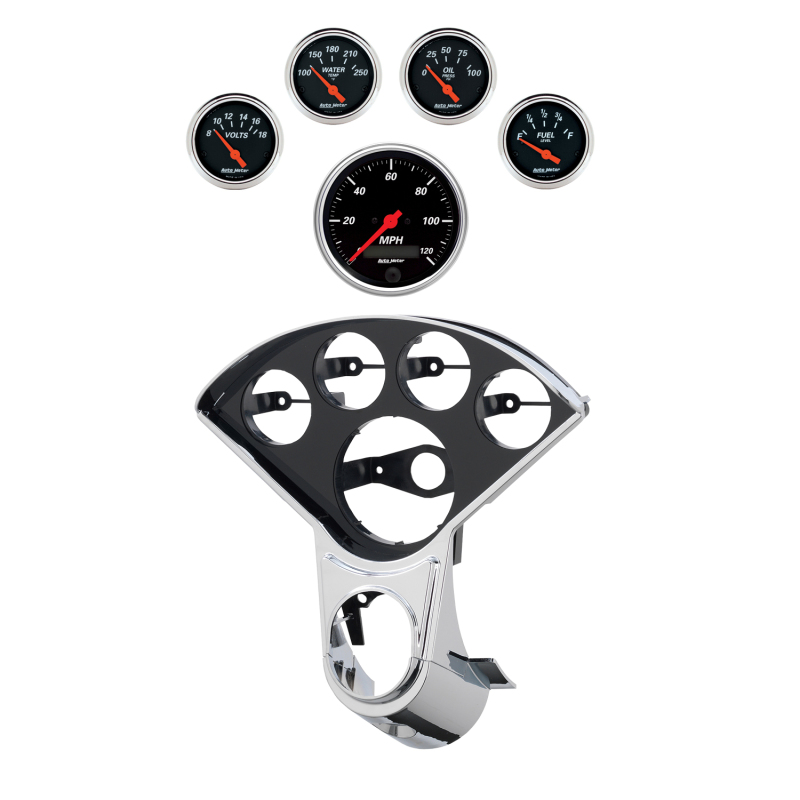 Autometer Designer Black Direct Fit Dash Kit 55-59 Chevy Truck (1 x 3-3/8in. / 4 x 2-1/16in.) - 2208-06