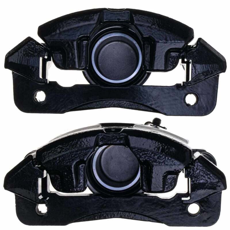 Power Stop 90-91 Honda CRX Front Black Caliper - Pair w/Bracket - S1379BLK