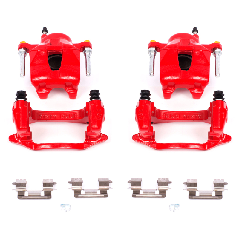 Power Stop 00-02 Toyota Celica Front Red Caliper - Pair w/Bracket - S2580