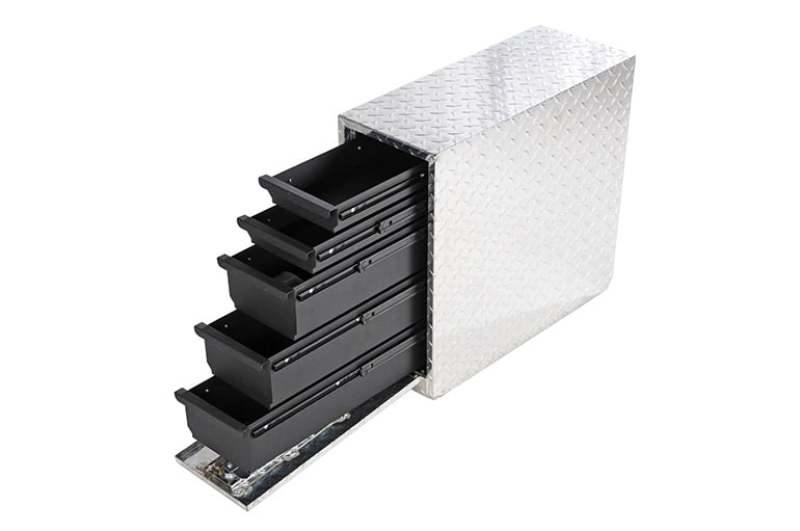 Deezee Universal Tool Box - Wheel Well Box With Drawers (Aluminum) - DZ95DA