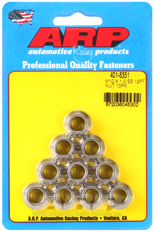ARP M10 X 1.0 SS 12pt Stainless Steel Nut Kit - 401-8351