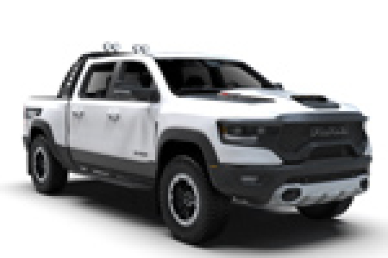 Rally Armor 2021+ Dodge Ram 1500 TRX Black UR Mud Flap - Metallic Black Logo - MF128-UR-BLK-MBK