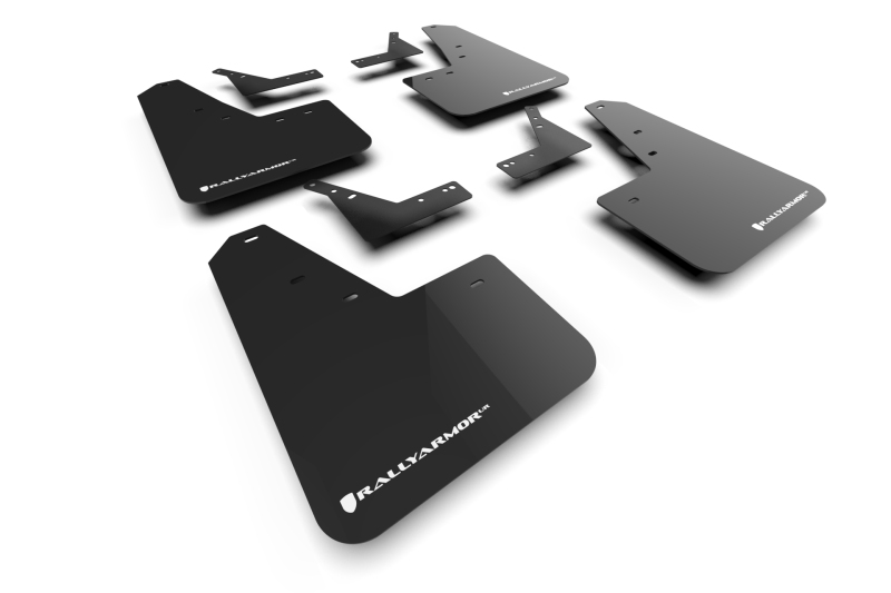 Rally Armor 2021+ Dodge Ram 1500 TRX Black UR Mud Flap - White Logo - MF128-UR-BLK-WH