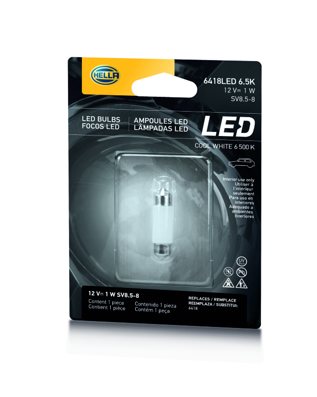 Hella LED 6418 12V 1W SV8.5-8 6.5K 36 SING Bulb - 6418LED 6.5K