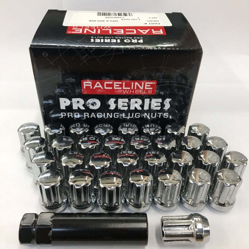 Raceline 14x2.0mm Spline Chrome Lug Nuts (32 Pack) - L73850DA8NV