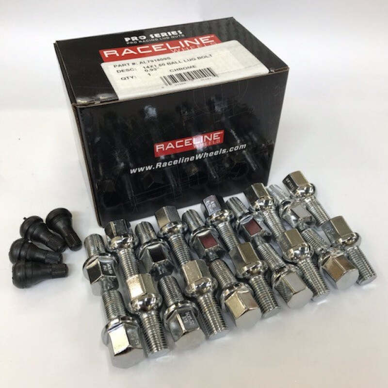 Raceline 14x1.50 0.93in Ball Seat Chrome Lug Bolts - L791809S
