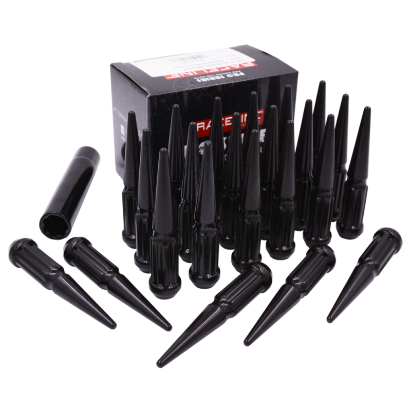 Raceline 12x1.5 XL Spike Black Lug Nuts (Set of 24) - L793807XLBK6NV