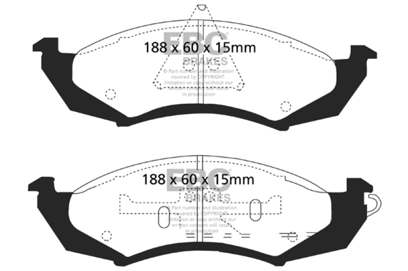 EBC 89-91 Ford Thunderbird 3.8 Greenstuff Front Brake Pads - DP21180